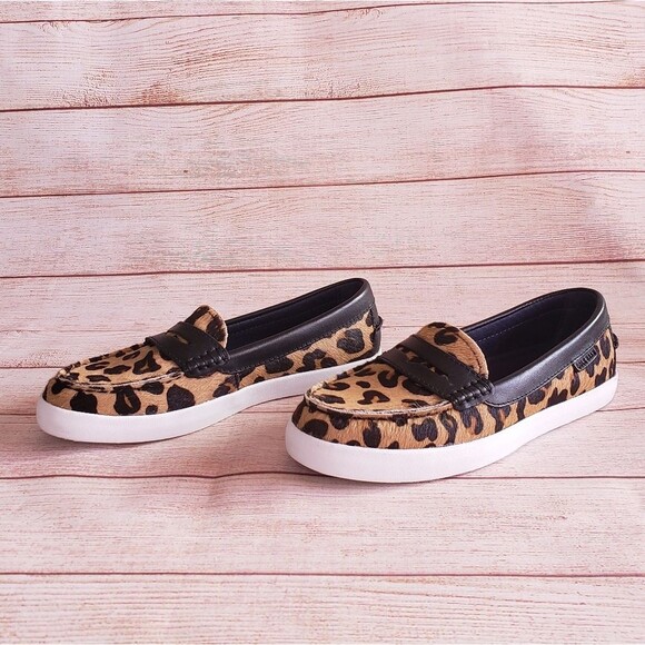 Cole Haan Grand OS Moccasin Animal Print Dyed Calf Hair Leather Loafer Flats - Picture 4 of 8